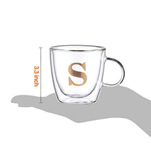 Load image into Gallery viewer, HyperSpace Monogram Double Wall Glass Coffee Mug, Latte Cup, Insulate Cups, Letter C, Letter K, Letter S, Letter M - Set of 4, 7oz
