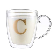 Load image into Gallery viewer, HyperSpace Gold Letter Monogram Double Layer Coffee Cup, Insulated Glasses - Large, Set of 4, 17oz