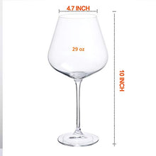 Load image into Gallery viewer, HyperSpace Crystal Clear Red Wine Glass, Red and White Wine, 10 inch tall, 29oz or 850ml, Set of 2