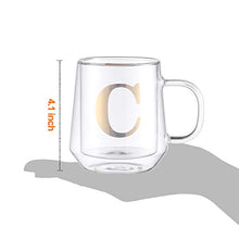 Load image into Gallery viewer, HyperSpace Monogram Double Wall Glass Coffee Mug, Insulate Cups, Letter C, Letter K, Letter S, Letter M - Set of 4, 12oz