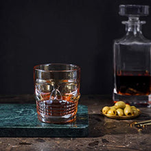 Load image into Gallery viewer, HyperSpace Engraved Glasses for Whiskey Bourbon Vodka Scotch Cocktail, Skull Style, Ivory Cream, Set of 4, 10 oz or 300 ml