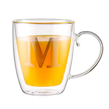 Load image into Gallery viewer, HyperSpace Gold Letter Monogram Double Layer Coffee Cup, Insulated Glasses - Large, Set of 4, 17oz