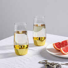 Load image into Gallery viewer, HyperSpace Stemless Champagne Flute Glasses Golden Dip, Wedding Glassware, Set of 4