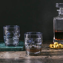 Load image into Gallery viewer, Engraved Glasses for Whiskey Bourbon Vodka Scotch Cocktail, Skull Pattern, Pearl River Gray, Set of 4