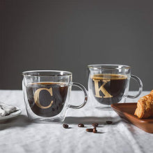 Load image into Gallery viewer, HyperSpace Monogram Double Wall Glass Coffee Mug, Latte Cup, Insulate Cups, Letter C, Letter K, Letter S, Letter M - Set of 4, 7oz