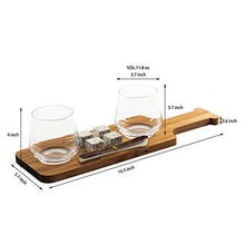 Load image into Gallery viewer, HyperSpace Whiskey or Tequila Flight with Two Base Shot Glasses, Acacia Walnut Wood Serving Tray, cube x 4, Tweezer, Set of 8 pieces Gift Set