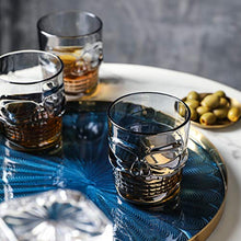 Load image into Gallery viewer, Engraved Glasses for Whiskey Bourbon Vodka Scotch Cocktail, Skull Pattern, Pearl River Gray, Set of 4