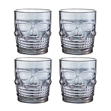 Load image into Gallery viewer, Engraved Glasses for Whiskey Bourbon Vodka Scotch Cocktail, Skull Pattern, Pearl River Gray, Set of 4