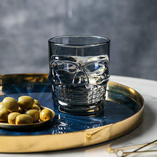 Load image into Gallery viewer, Engraved Glasses for Whiskey Bourbon Vodka Scotch Cocktail, Skull Pattern, Pearl River Gray, Set of 4