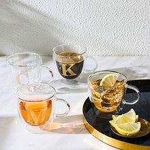 Load image into Gallery viewer, HyperSpace Monogram Double Wall Glass Coffee Mug, Latte Cup, Insulate Cups, Letter C, Letter K, Letter S, Letter M - Set of 4, 7oz