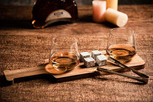 Load image into Gallery viewer, HyperSpace Whiskey or Tequila Flight with Two Base Shot Glasses, Acacia Walnut Wood Serving Tray, cube x 4, Tweezer, Set of 8 pieces Gift Set