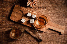Load image into Gallery viewer, HyperSpace Whiskey or Tequila Flight with Two Base Shot Glasses, Acacia Walnut Wood Serving Tray, cube x 4, Tweezer, Set of 8 pieces Gift Set
