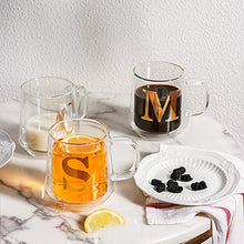 Load image into Gallery viewer, HyperSpace Monogram Double Wall Glass Coffee Mug, Insulate Cups, Letter C, Letter K, Letter S, Letter M - Set of 4, 12oz