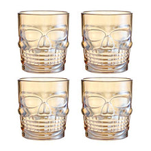 Load image into Gallery viewer, HyperSpace Engraved Glasses for Whiskey Bourbon Vodka Scotch Cocktail, Skull Style, Ivory Cream, Set of 4, 10 oz or 300 ml