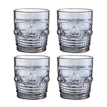 Load image into Gallery viewer, Engraved Glasses for Whiskey Bourbon Vodka Scotch Cocktail, Skull Pattern, Pearl River Gray, Set of 4
