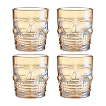 Load image into Gallery viewer, HyperSpace Engraved Glasses for Whiskey Bourbon Vodka Scotch Cocktail, Skull Style, Ivory Cream, Set of 4, 10 oz or 300 ml
